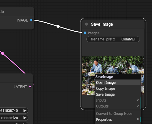 画像が出力されたら、画像にカーソルを合わせて右クリックするとメニューがでますので、Open Imageを選択すると、画面を拡大表示できます。