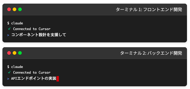 スクリーンショット 2025-06-20 100140 - 株式会社スクーティー ブログ Claude codeとCursorの連携において、複数ターミナルの並行利用は大幅な効率向上をもたらします。