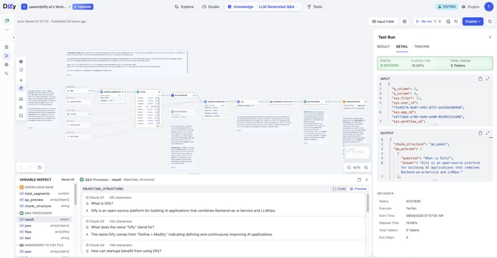 Dify 2.0は、AI開発における従来の限界を突破するため、ナレッジ・パイプラインとキューベース・グラフ・エンジンという2つの核心技術を導入しました。これらの機能は単なる機能追加ではなく、AI開発のパラダイム自体を変革する根本的なアーキテクチャ刷新です。