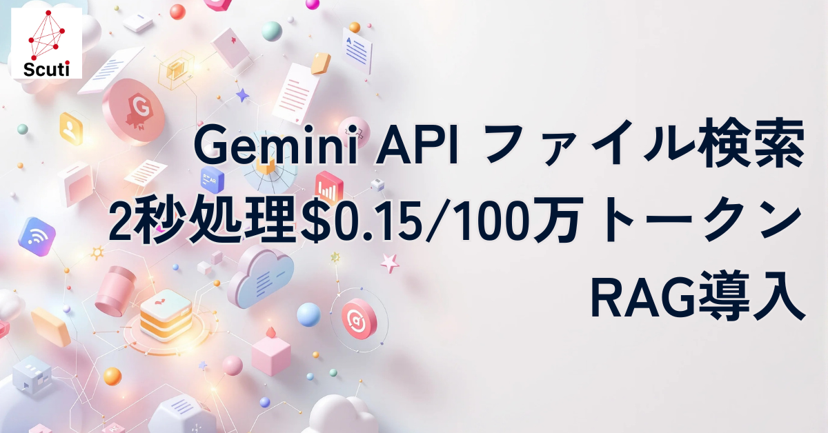 Gemini API ファイル検索で2秒処理｜$015100万トークンRAG導入